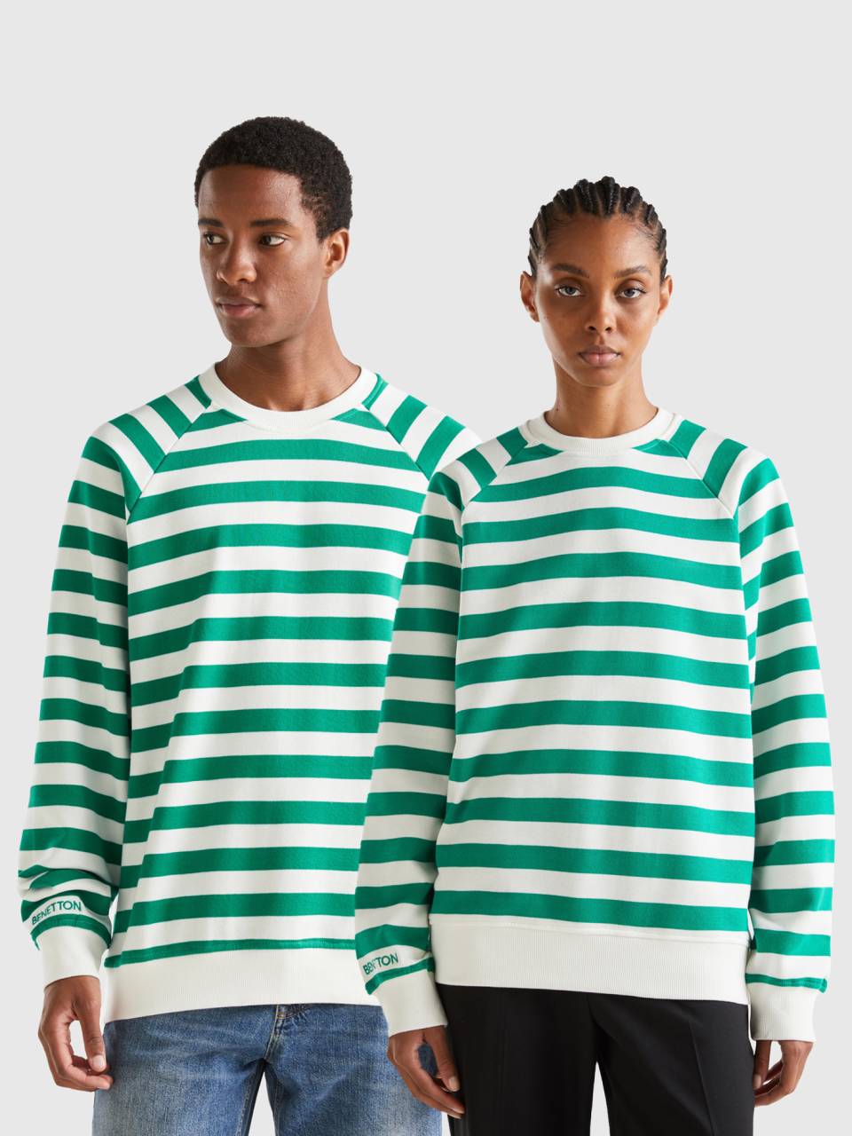 White and cheap green sweatshirt