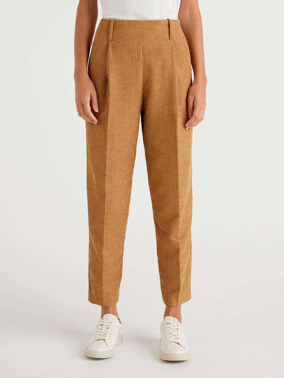 Cropped Corduroy Trousers  Pink  ARKET  Trousers women Pink trousers  Trousers