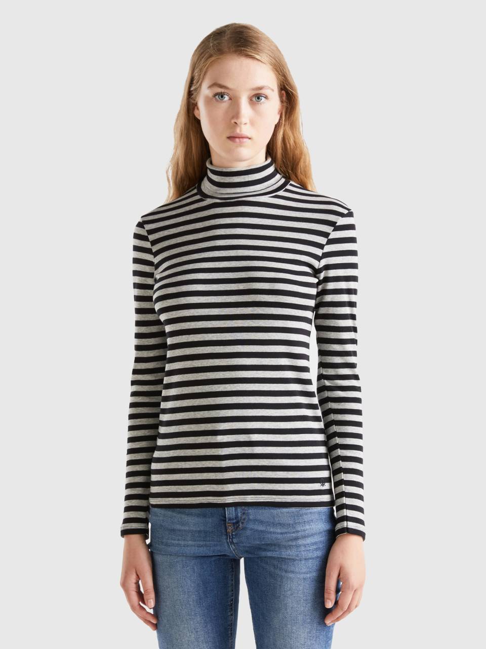 Striped cotton turtleneck online