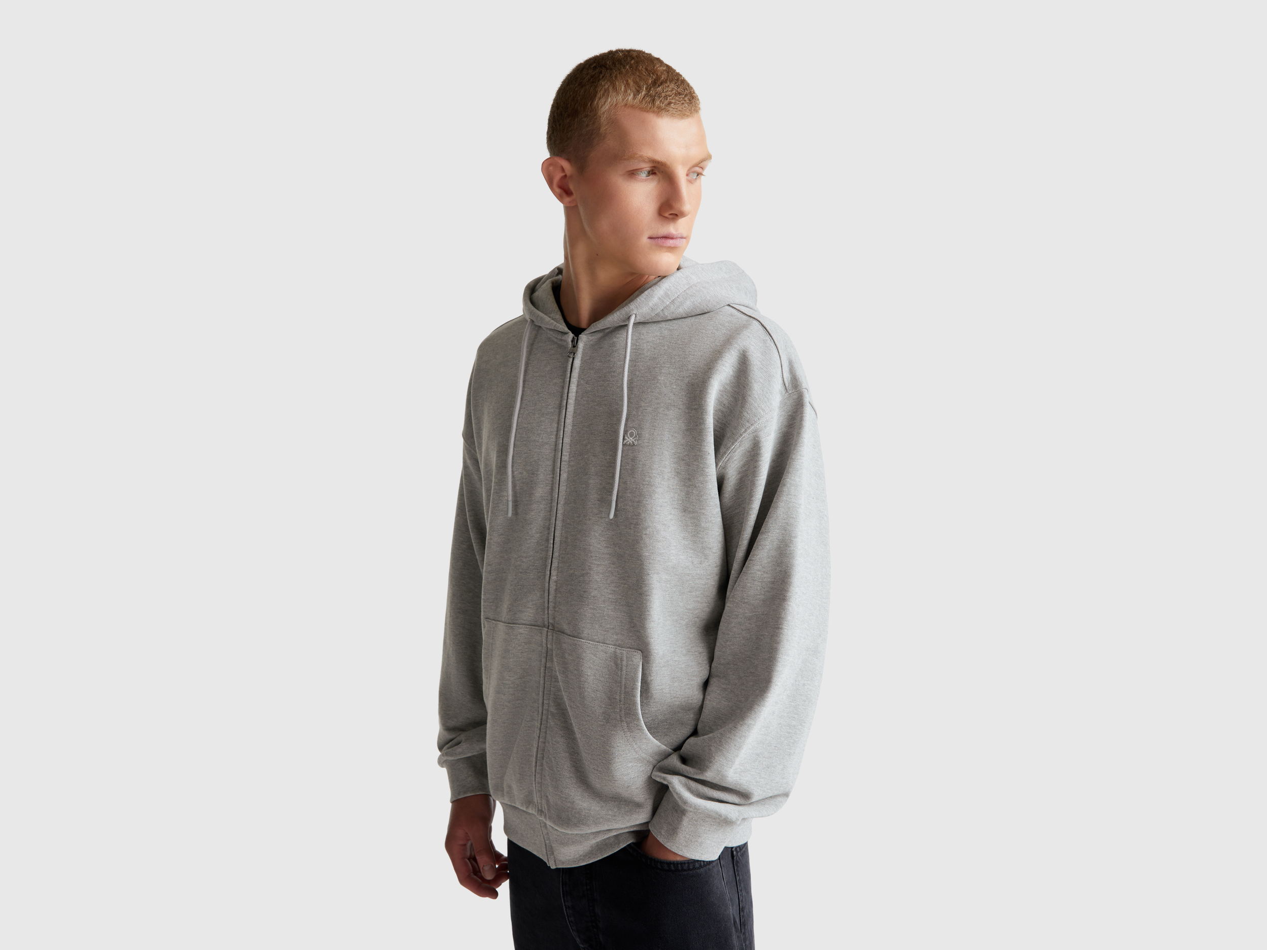 オン　On Hoodie グレー S BOSS - Interlock zip-up hoodie with monogram details - Grey