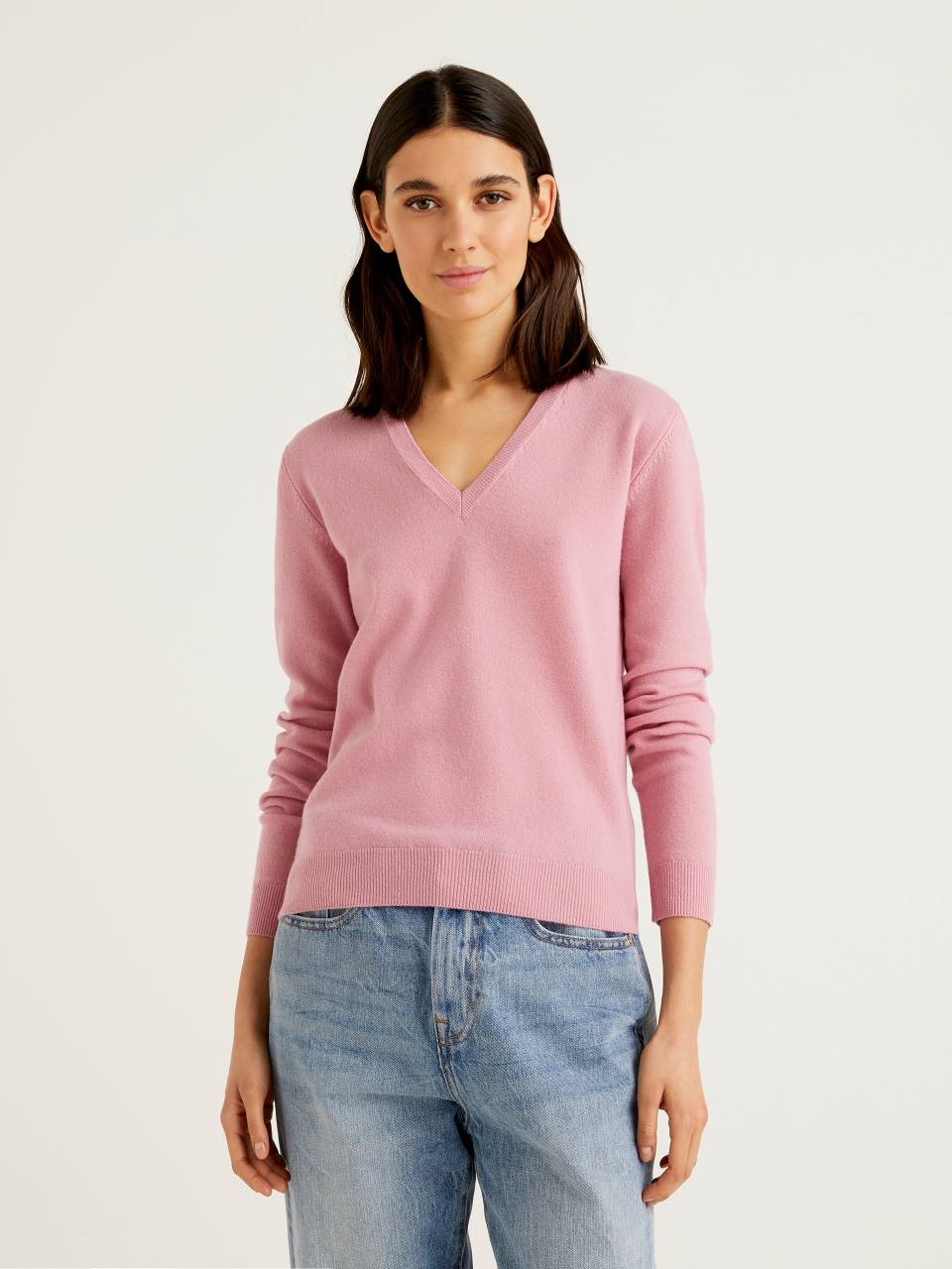 Pale pink v hot sale neck sweater