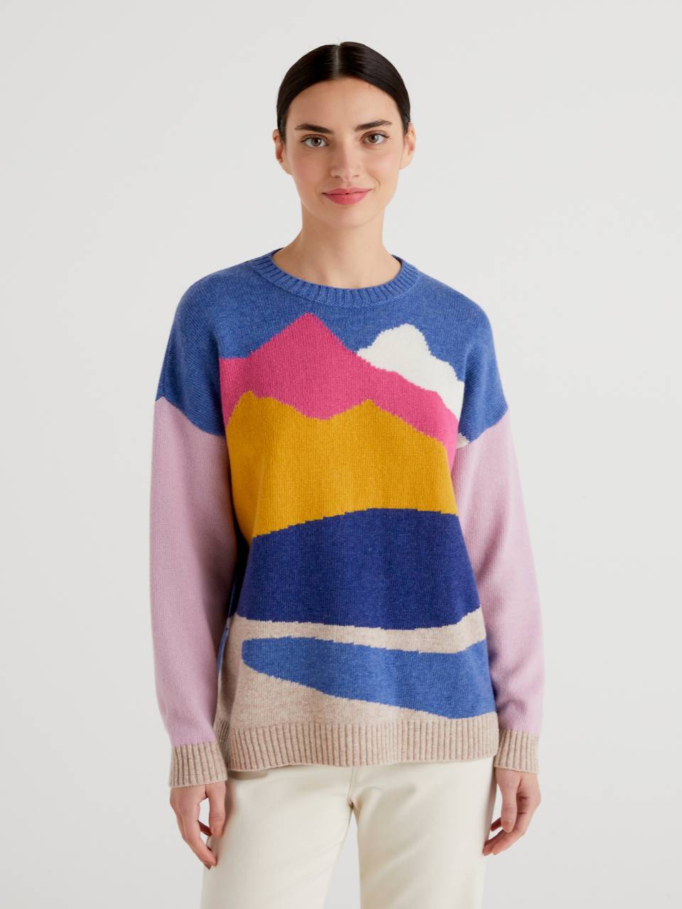 Jacquard winter sweater Blue Benetton