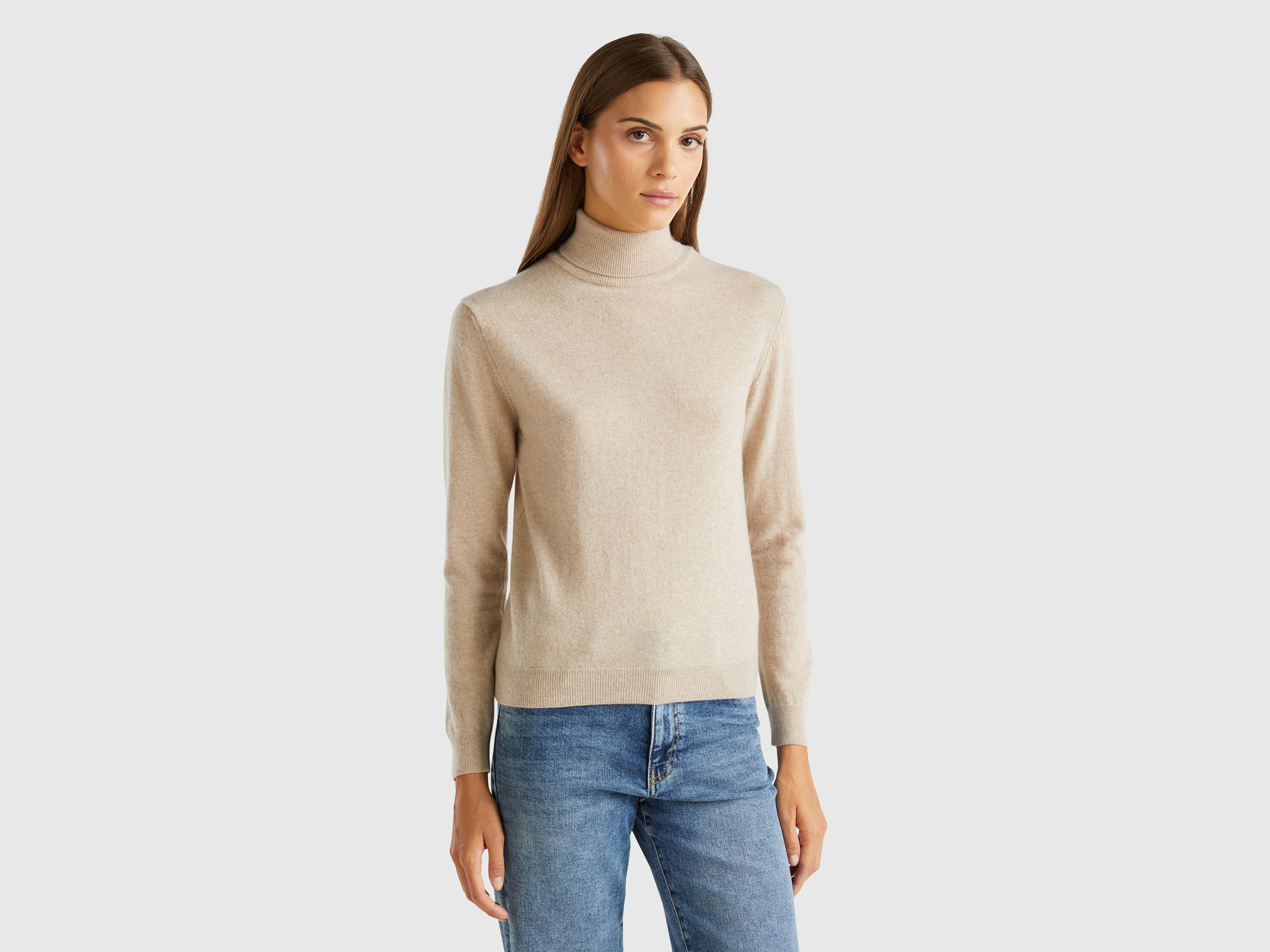 Women's High Collar Merino Wool Sweaters Women | Benetton