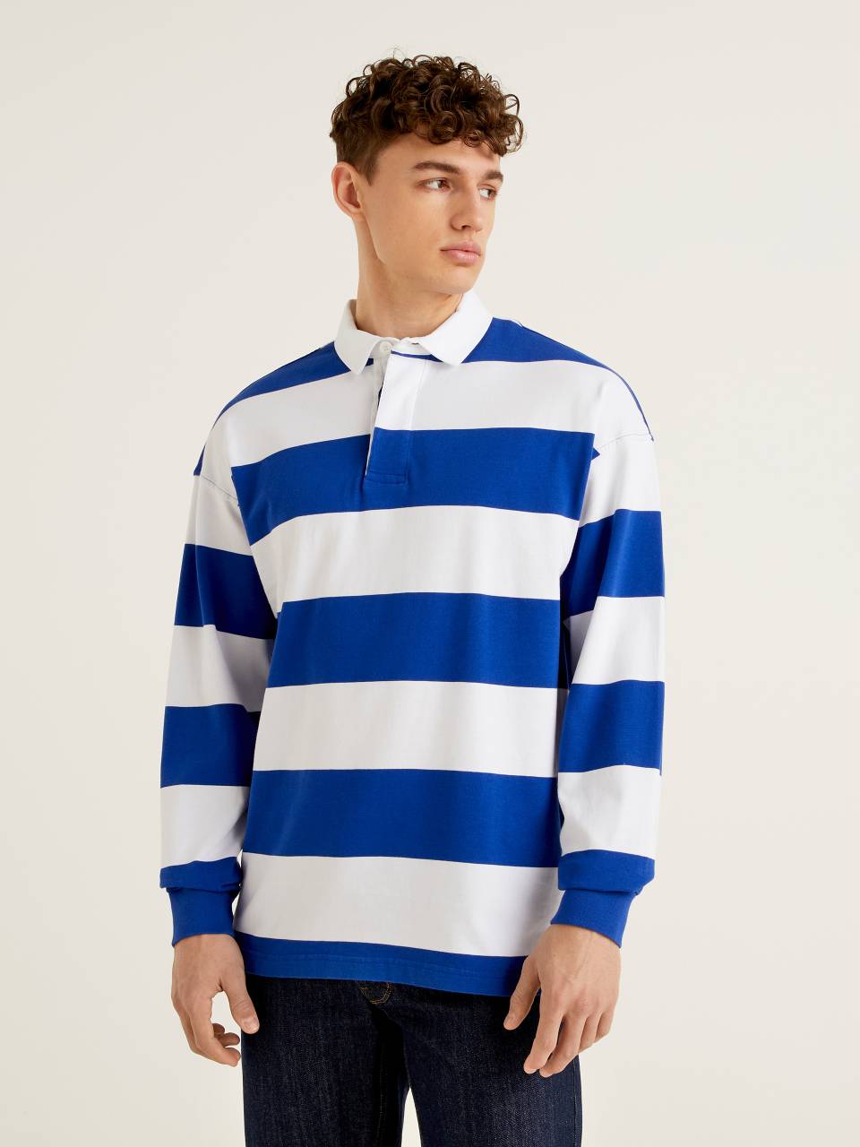 Benetton striped outlet rugby polo