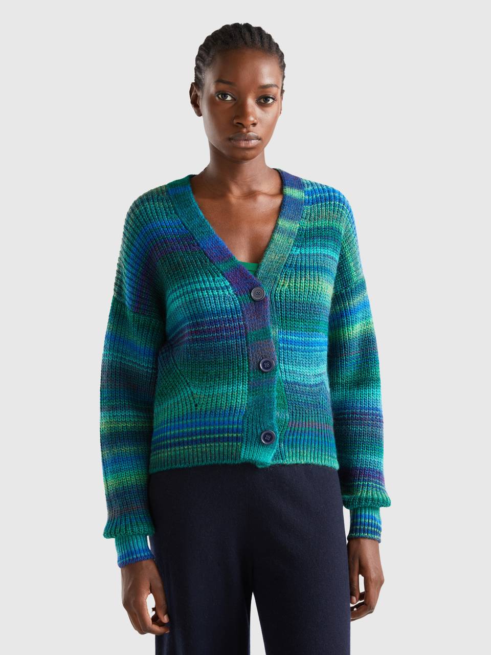 Green striped cardigan hotsell