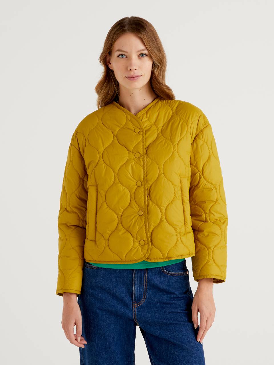 Short quilted jacket Yellow Benetton